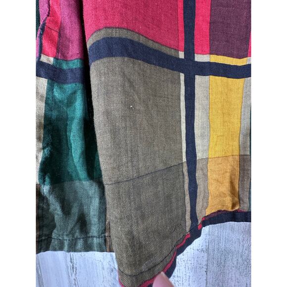 Jones‎ New York Button Up Shirt Size 4 Small Vintage Linen Plaid 80s 90s Retro - Picture 7 of 9